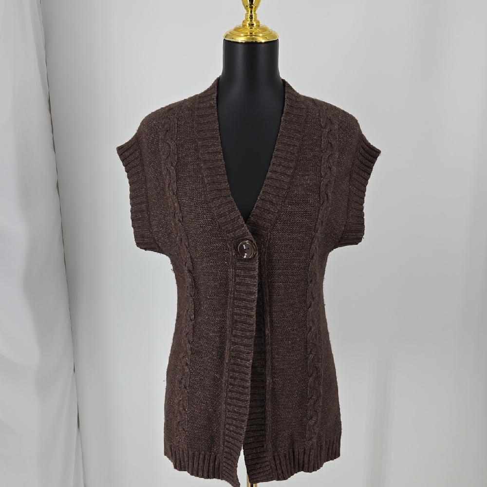 Cable Knit Sweater Vest Cardigan M